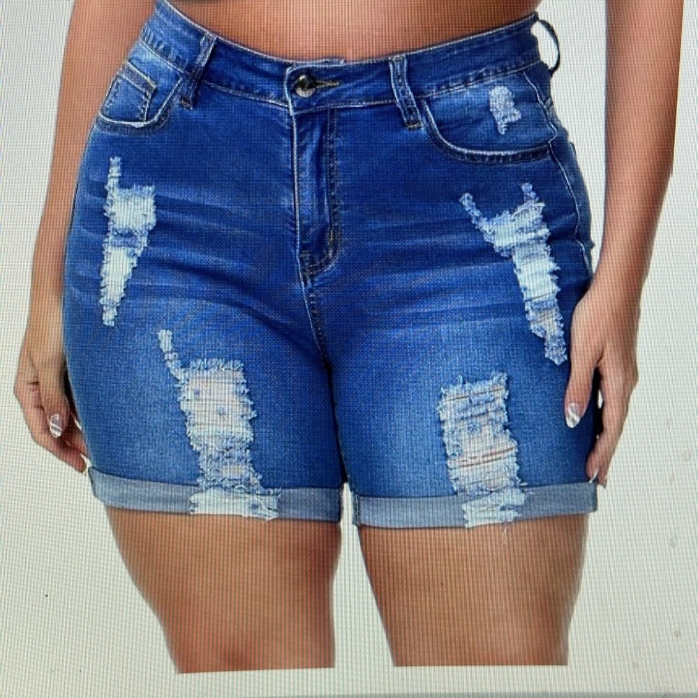 High waisted Distressed Denim Shorts size 24W